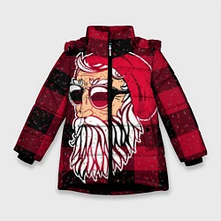 Куртка зимняя для девочки Санта хипстер, цвет: 3D-черный