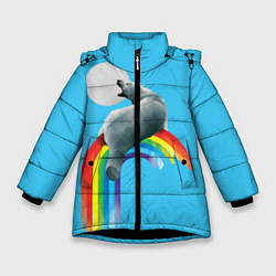 Куртка зимняя для девочки Полярный мишка, цвет: 3D-черный