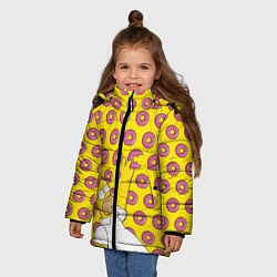Куртка зимняя для девочки Пончики Гомера Симпсона, цвет: 3D-черный — фото 2