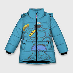 Куртка зимняя для девочки Коржик качок, цвет: 3D-черный