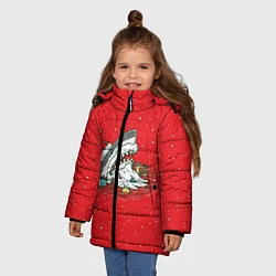 Куртка зимняя для девочки Акула Дед Мороз, цвет: 3D-черный — фото 2