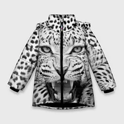 Куртка зимняя для девочки Белый леопард, цвет: 3D-черный