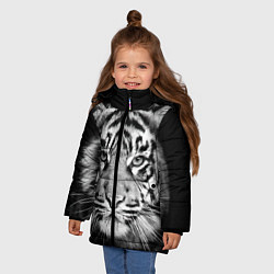 Куртка зимняя для девочки Мордочка тигра, цвет: 3D-черный — фото 2