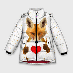 Куртка зимняя для девочки Влюбленная лиса, цвет: 3D-красный
