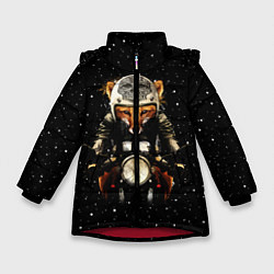 Куртка зимняя для девочки Лис байкер, цвет: 3D-красный