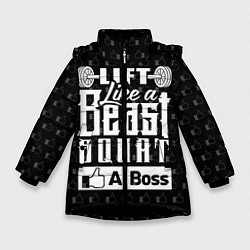 Куртка зимняя для девочки Lift Like A Beast Squat, цвет: 3D-черный