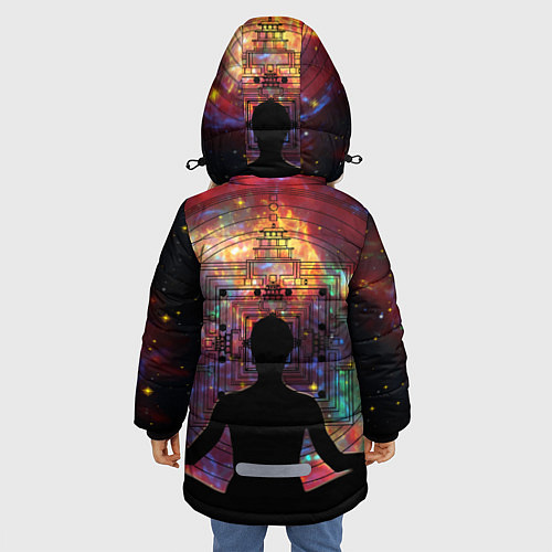 Зимняя куртка для девочки Йога - мандала / 3D-Черный – фото 4