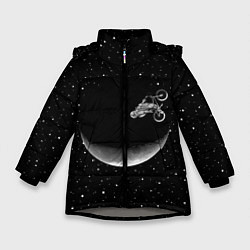 Куртка зимняя для девочки Астронавт байкер, цвет: 3D-светло-серый