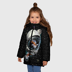 Куртка зимняя для девочки Подводный космос, цвет: 3D-красный — фото 2
