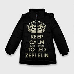 Куртка зимняя для девочки Keep Calm & Led Zeppelin, цвет: 3D-черный