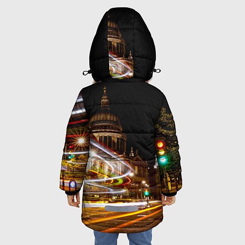 Зимняя куртка для девочки Улицы Лондона / 3D-Черный – фото 4