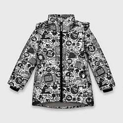 Куртка зимняя для девочки Стикербомбинг, цвет: 3D-светло-серый