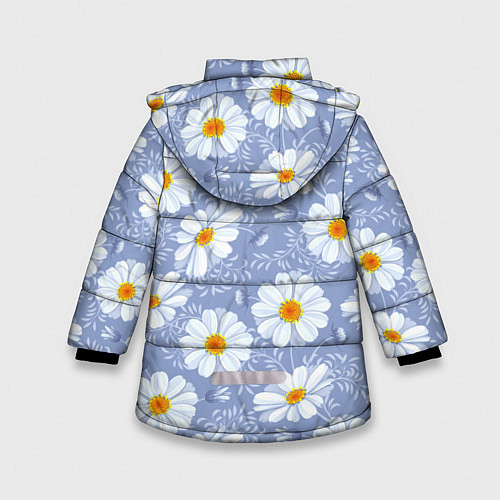 Зимняя куртка для девочки Нежные ромашки / 3D-Светло-серый – фото 2
