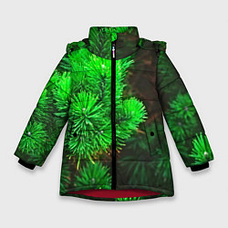 Куртка зимняя для девочки Зелёная ель, цвет: 3D-красный