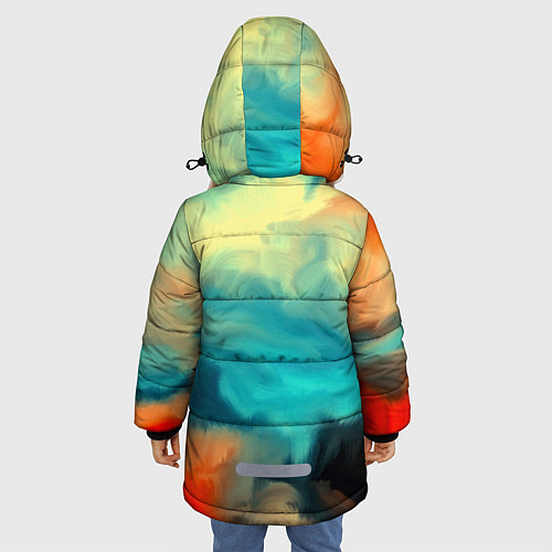 Зимняя куртка для девочки Разноцветная акварель / 3D-Черный – фото 4
