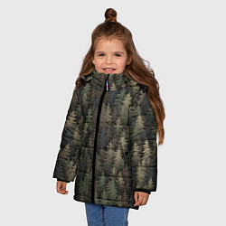 Куртка зимняя для девочки Лесной камуфляж, цвет: 3D-черный — фото 2