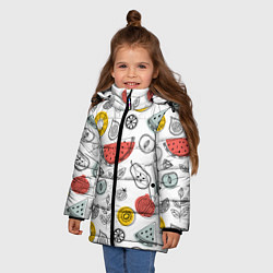 Куртка зимняя для девочки Летний микс, цвет: 3D-черный — фото 2