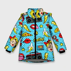 Куртка зимняя для девочки Девочка из комикса, цвет: 3D-светло-серый
