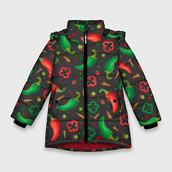 Куртка зимняя для девочки Перчики, цвет: 3D-красный