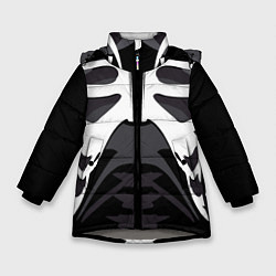 Куртка зимняя для девочки Скелет Ч/Б, цвет: 3D-светло-серый