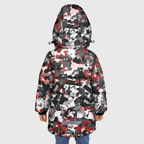 Зимняя куртка для девочки Камуфляж: серый/красный / 3D-Черный – фото 4