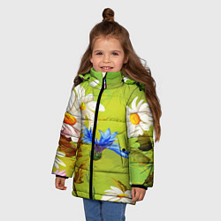 Куртка зимняя для девочки Цветочный мир, цвет: 3D-черный — фото 2