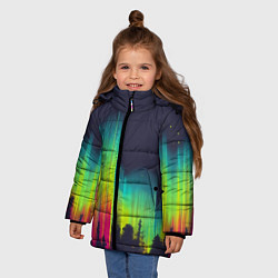 Куртка зимняя для девочки Северное сияние, цвет: 3D-черный — фото 2