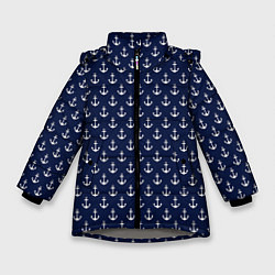 Куртка зимняя для девочки Морские якоря, цвет: 3D-светло-серый