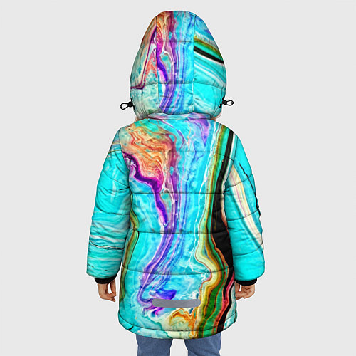 Зимняя куртка для девочки Цветные разводы / 3D-Черный – фото 4