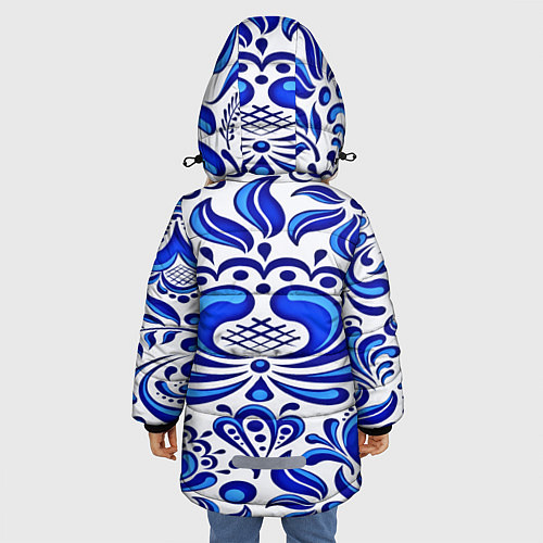 Зимняя куртка для девочки Роспись гжель / 3D-Черный – фото 4