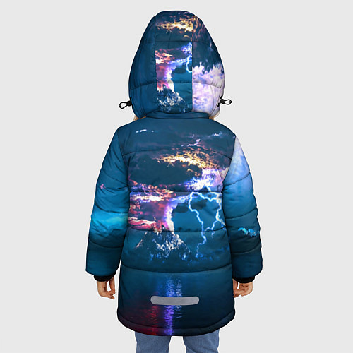 Зимняя куртка для девочки Извержение вулкана / 3D-Черный – фото 4