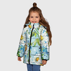 Куртка зимняя для девочки Ромашки, цвет: 3D-светло-серый — фото 2