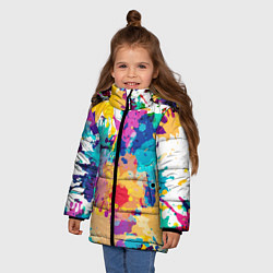 Куртка зимняя для девочки Пятна краски, цвет: 3D-светло-серый — фото 2