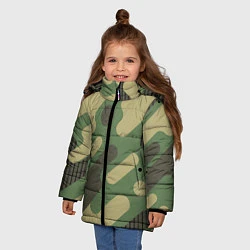 Куртка зимняя для девочки Камуфляж: паттерн/хаки, цвет: 3D-черный — фото 2