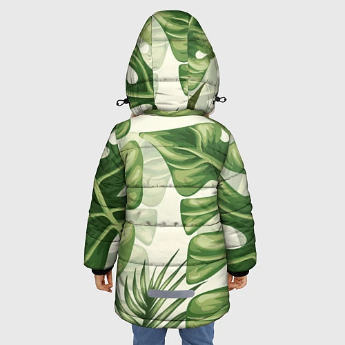 Зимняя куртка для девочки Тропический папоротник / 3D-Черный – фото 4