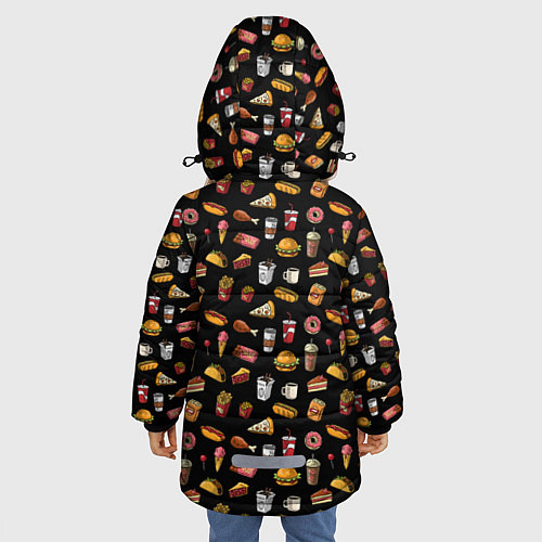Зимняя куртка для девочки WTF Food / 3D-Черный – фото 4