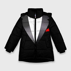 Куртка зимняя для девочки Смокинг мистера, цвет: 3D-черный