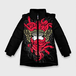 Куртка зимняя для девочки Горгона Медуза, цвет: 3D-черный