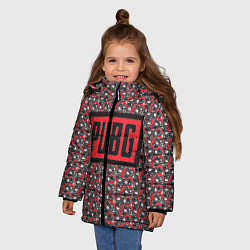 Куртка зимняя для девочки PUBG: Red Pattern, цвет: 3D-черный — фото 2