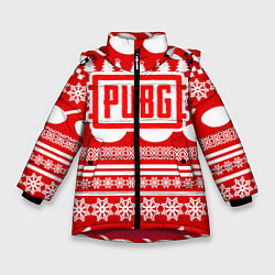 Куртка зимняя для девочки PUBG: New Year, цвет: 3D-красный