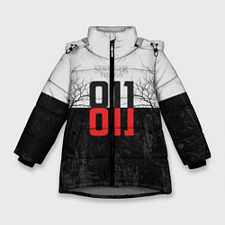 Куртка зимняя для девочки Stranger Things 011, цвет: 3D-светло-серый