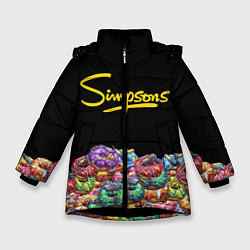 Куртка зимняя для девочки Simpsons Donuts, цвет: 3D-черный