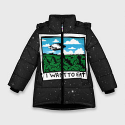 Куртка зимняя для девочки I want to eat, цвет: 3D-черный