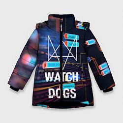 Куртка зимняя для девочки Watch Dogs, цвет: 3D-черный
