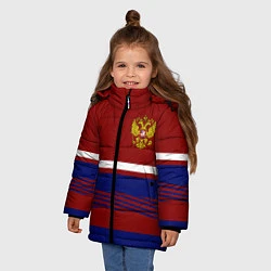 Куртка зимняя для девочки Герб РФ: Красный стиль, цвет: 3D-черный — фото 2