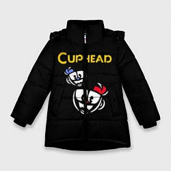 Куртка зимняя для девочки Cuphead: Mugman Faces, цвет: 3D-черный