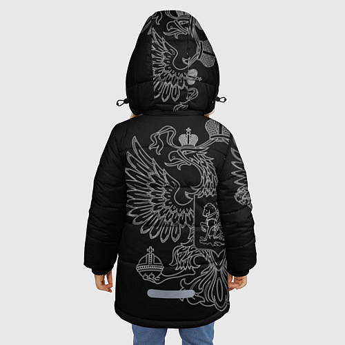Зимняя куртка для девочки Снайпер: герб РФ / 3D-Черный – фото 4