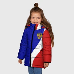 Куртка зимняя для девочки Герб РФ Триколор, цвет: 3D-черный — фото 2