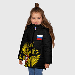 Куртка зимняя для девочки Флаг и Герб России, цвет: 3D-черный — фото 2