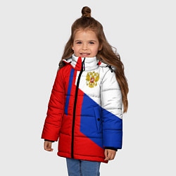 Куртка зимняя для девочки Russia: Geometry Tricolor, цвет: 3D-красный — фото 2